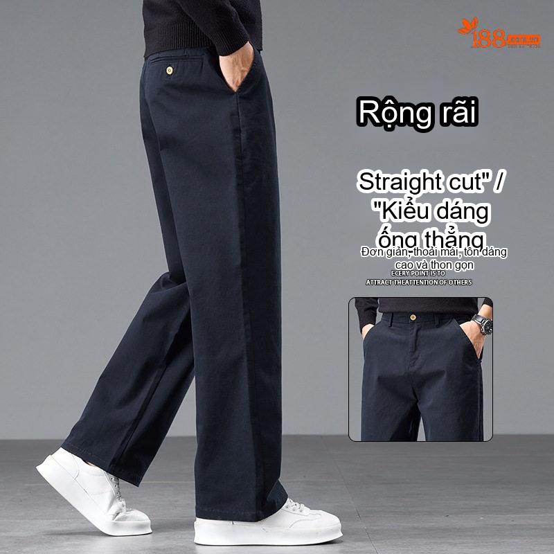 Quần Dài Cotton Nam Ống Suông Rộng Thoải Mái Màu Đen, Xám, Kem, Xanh Navy...