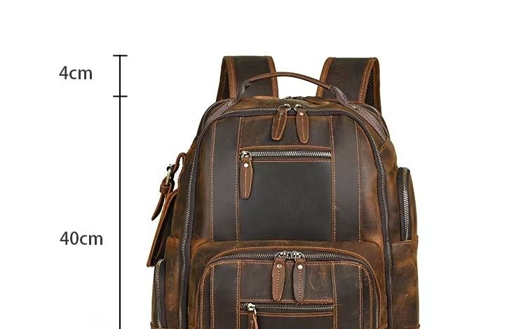 Balo Da Thật Mad Horse 15.6 Inch Dung Tích Lớn Phong Cách Retro Màu Nâu, Đen chi tiết 18