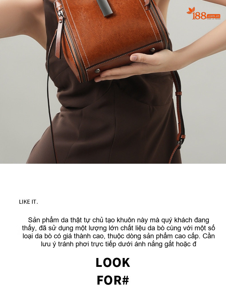 Túi Đeo Chéo Nữ Da Thật Dung Tích Lớn Thiết Kế Tối Giản Màu Nâu, Đen chi tiết 17