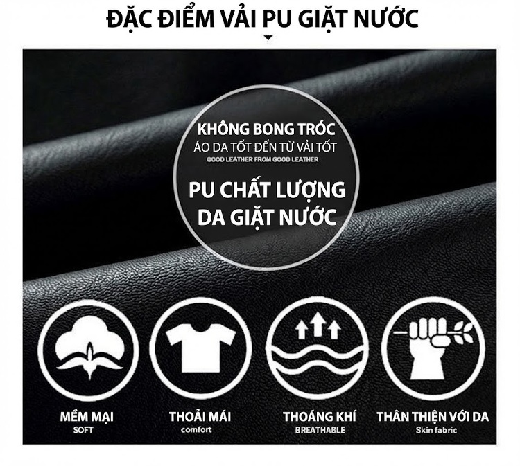 Áo Khoác Da PU Nam Lót Lông Dáng Motor Phong Cách Thời Trang Màu Đen chi tiết 7