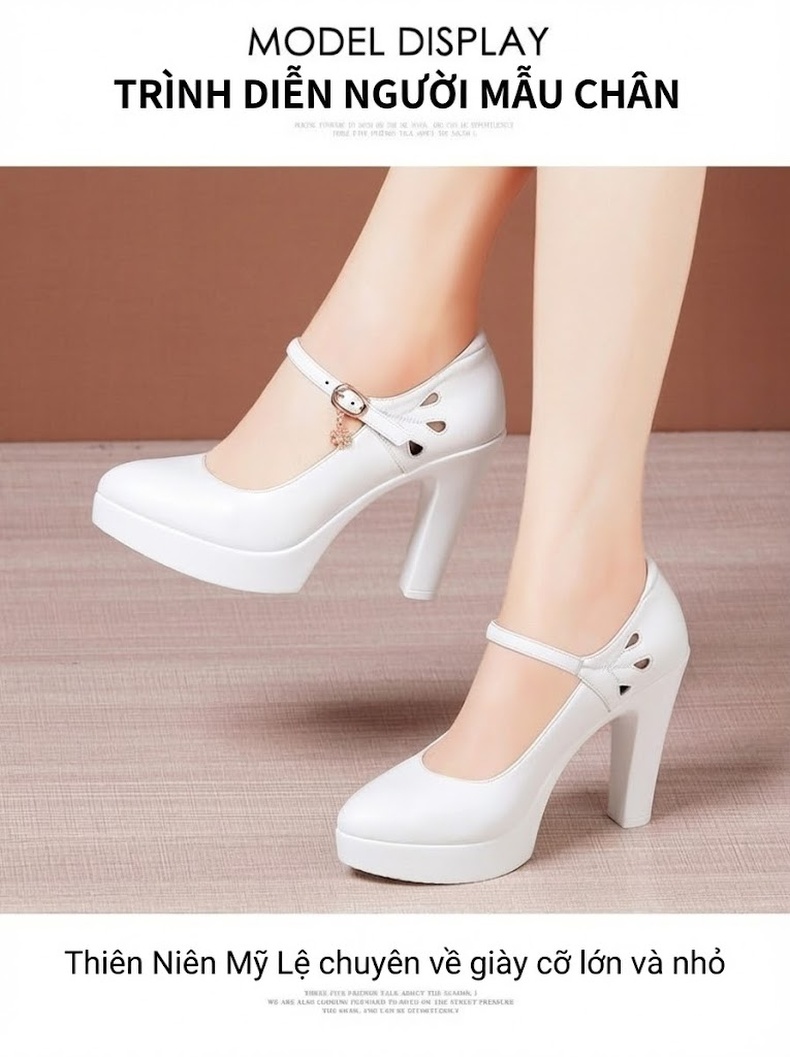 Giày Cao Gót Nữ Da Thật Mũi Nhọn Chiều Cao Đế Khoảng 7cm Màu Trắng, Đen, Đỏ chi tiết 9
