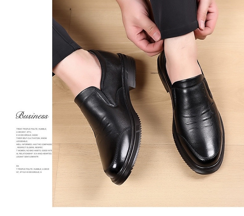Giày Tây Buộc Dây Nam Da Bò Chiều Cao Đế Khoảng 3cm Màu Đen chi tiết 23