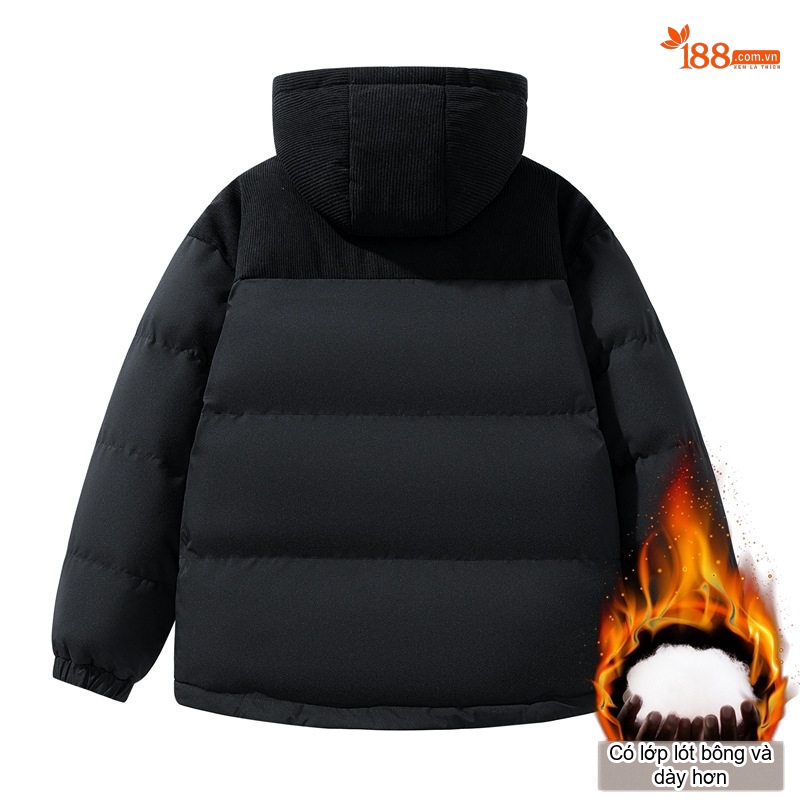Áo Khoác Bông Nam Cotton Lông Cừu Dáng Rộng Màu Hồng, Đen, Nâu, Xanh Lá...