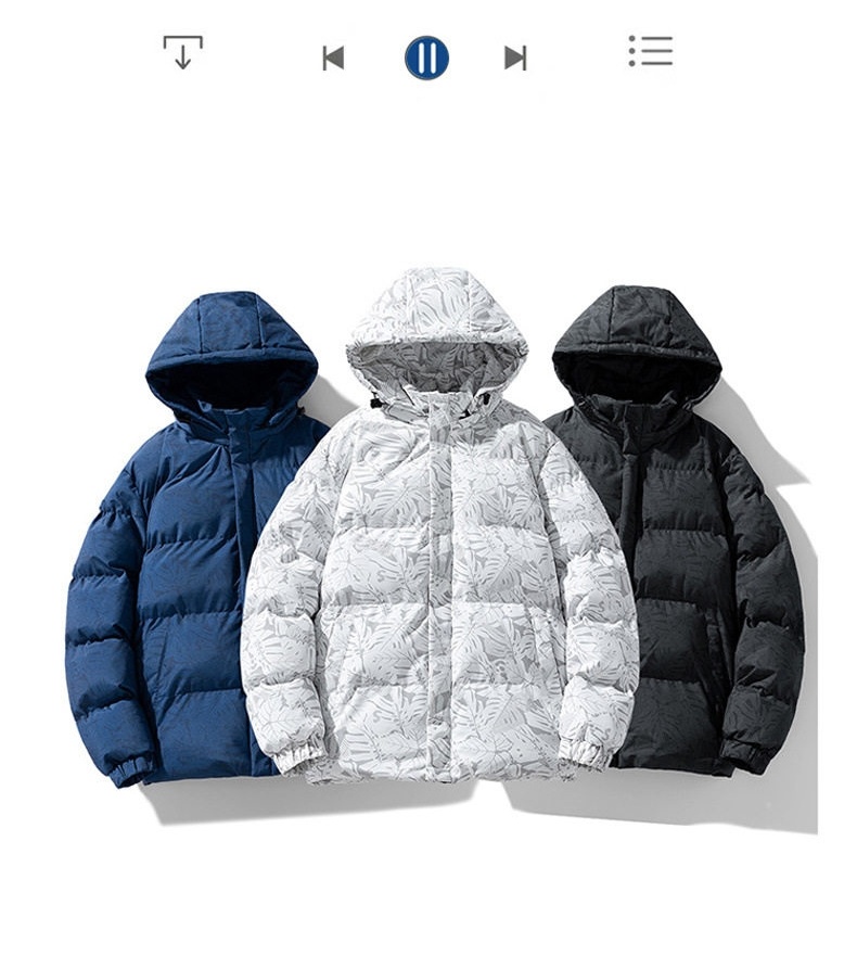 Áo Khoác Phao Nam Cotton Có Mũ Trùm Đầu Kiểu Hàn Quốc Màu Trắng, Đen, Xanh Navy chi tiết 3