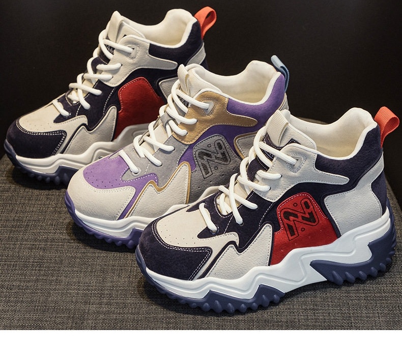 Giày Sneaker Nữ Đế Dày Chiều Cao Đế Khoảng 5cm Phong Cách Hàn Quốc Màu Trắng, Xanh Navy, Đỏ... chi tiết 4