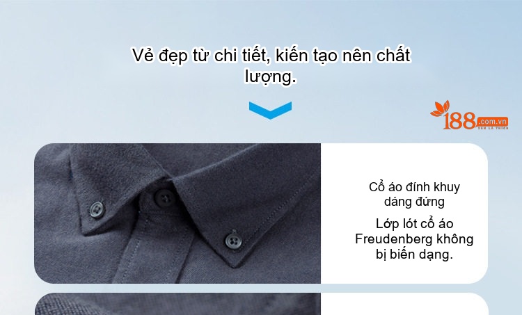 Áo Sơ Mi Tay Dài Nam Cotton Oxford Dáng Ôm Màu Trắng, Xanh Dương, Xám, Xanh Lá... chi tiết 18