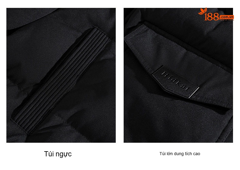 Áo Khoác Phao Nam Dáng Dài Có Mũ Lông Dày Cotton Giữ Ấm Màu Đen, Xanh Rêu, Xanh Navy chi tiết 18