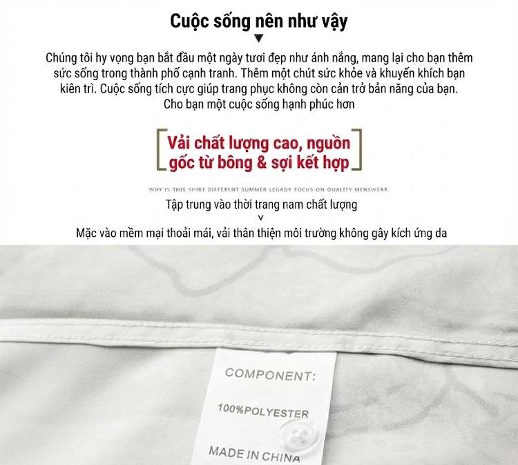 Áo Sơ Mi Nam Dài Tay In Họa Tiết Hoa và Chấm Bi Thời Trang chi tiết 3