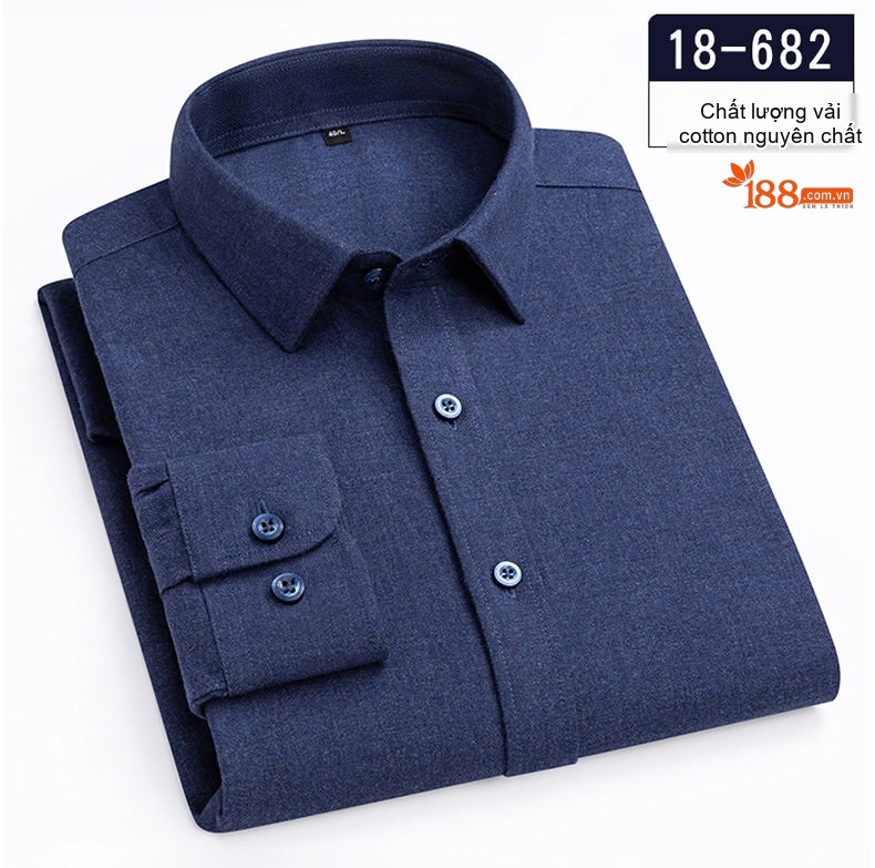 Áo Sơ Mi Nam Tay Dài Cotton Mài Lông Màu Xám, Đỏ, Xanh Dương, Xanh Lá... chi tiết 10