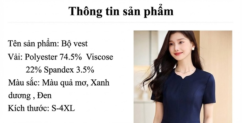 Bộ Vest Công Sở Nữ Tay Lỡ Thiết Kế Peplum Thanh Lịch Màu Be, Đen, Xanh Navy chi tiết 11