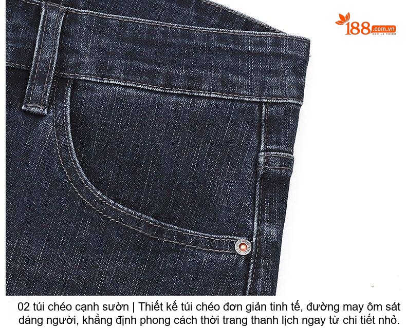 Quần Jean Dài Nam Cotton Co Giãn Thoải Mái Dáng Suông Màu Xanh Dương, Đen, Xám chi tiết 22