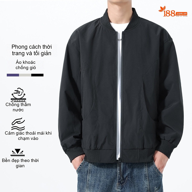 Áo Khoác Bomber Nam Phong Cách Mỹ Form Rộng Chống Gió