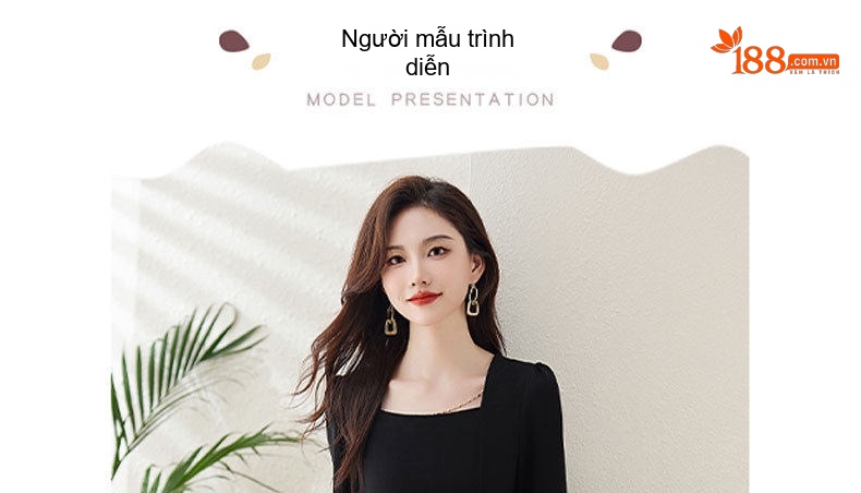 Váy Dài Tay Dáng Ôm Dự Tiệc Cưới Màu Đỏ, Đen chi tiết 7
