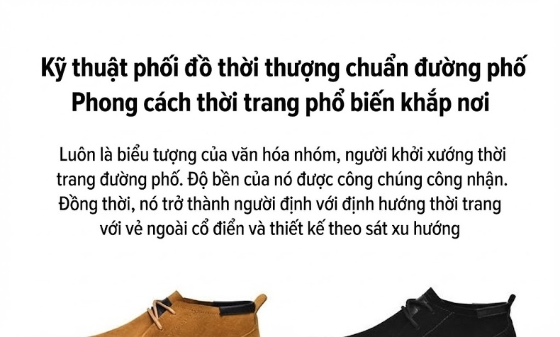 Giày Martin Cổ Cao Nam Da Mờ Chiều Cao Đế Khoảng 3cm Màu Be, Vàng Bò, Đen, Xám chi tiết 4