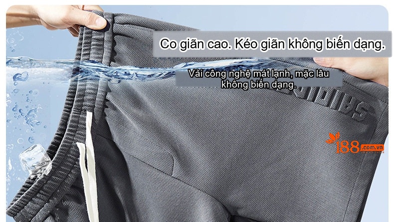 Quần Short Nam Cotton Dáng Rộng Lưng Thun Co Giãn Màu Đen, Trắng, Xám, Xanh Olive chi tiết 4