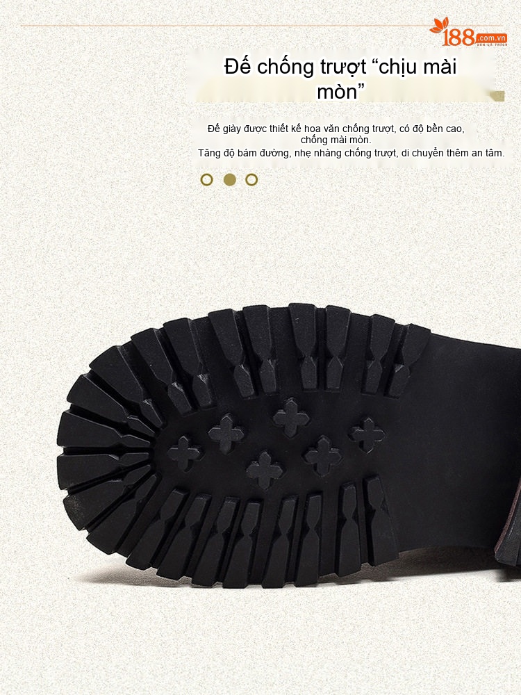Boot Nữ Cổ Lửng Da Bò Đế Dày Phong Cách Retro Chiều Cao Đế Khoảng 5cm Màu Đen, Nâu chi tiết 3