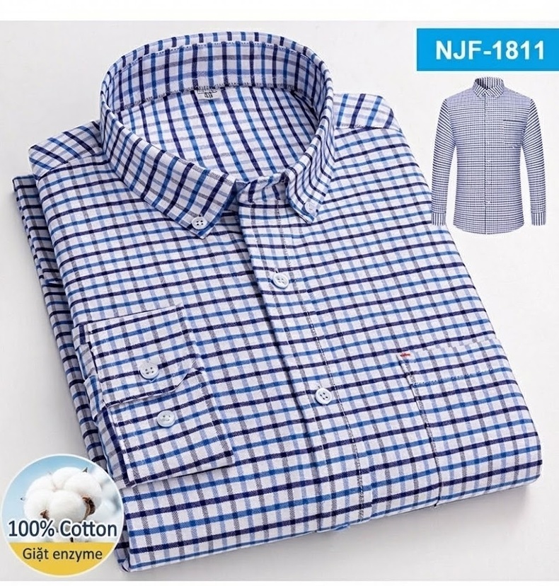 Áo Sơ Mi Tay Dài Cotton Oxford Dáng Rộng Thoải Mái Màu Trắng, Xám, Xanh, Đỏ... chi tiết 22