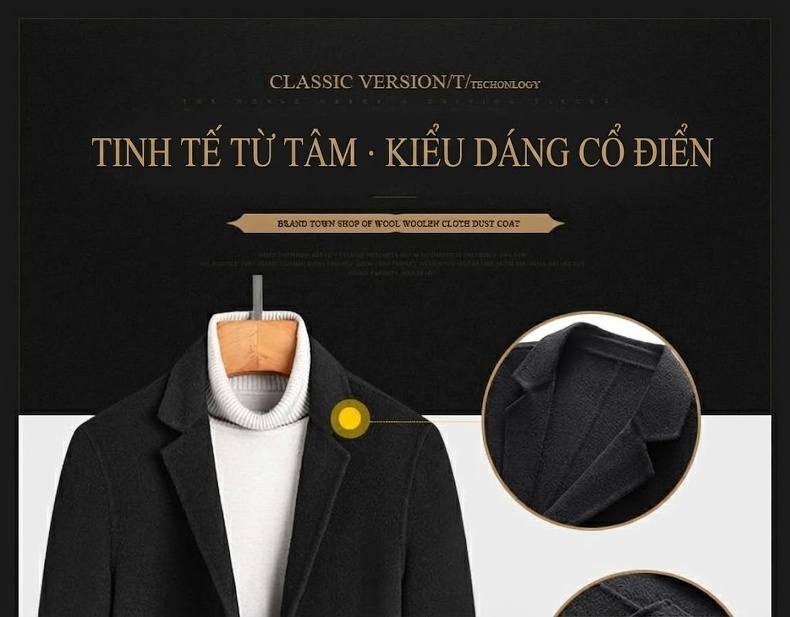 Áo Vest Nam 100% Lông Cừu Mỏng Dáng Ôm Thu Đông Màu Nâu, Xám, Đen chi tiết 1