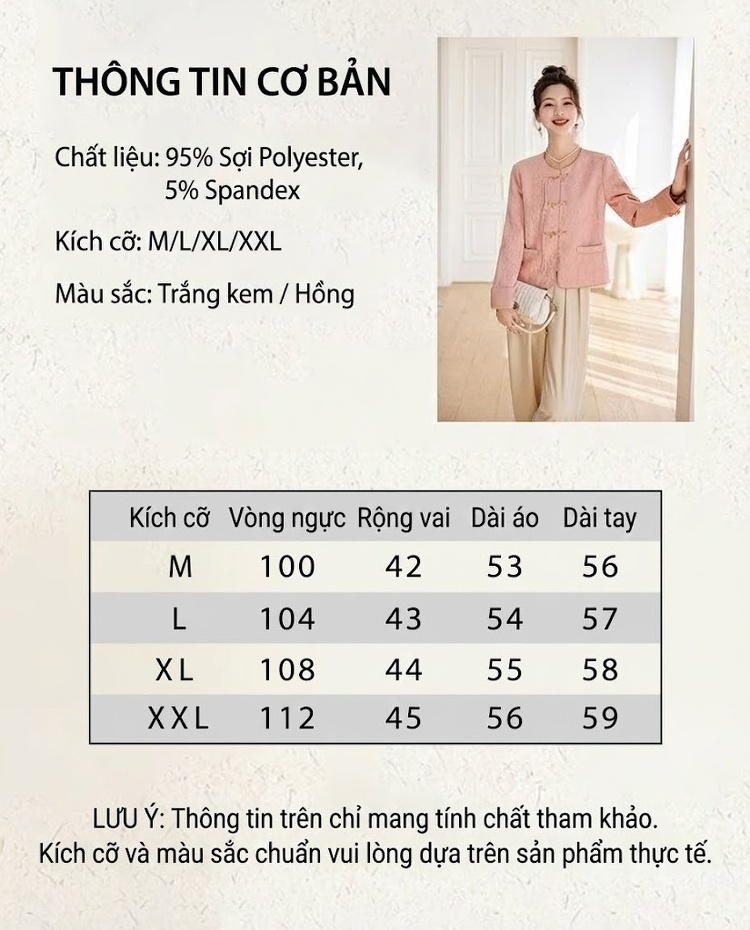 Áo Khoác Nữ Dáng Ngắn Tay Dài Thêu Hoa Cài Khuy Phong Cách Trung Hoa Màu Trắng, Hồng chi tiết 11