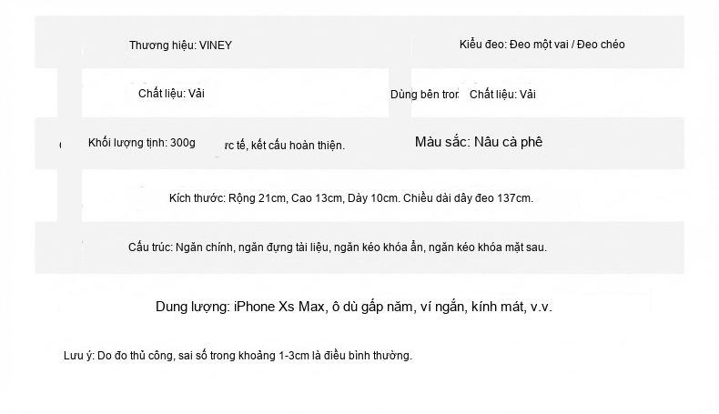 Túi Đeo Chéo Nữ Vải Canvas Họa Tiết Túi Đeo Vai Mini Dáng Vuông Màu Nâu chi tiết 3