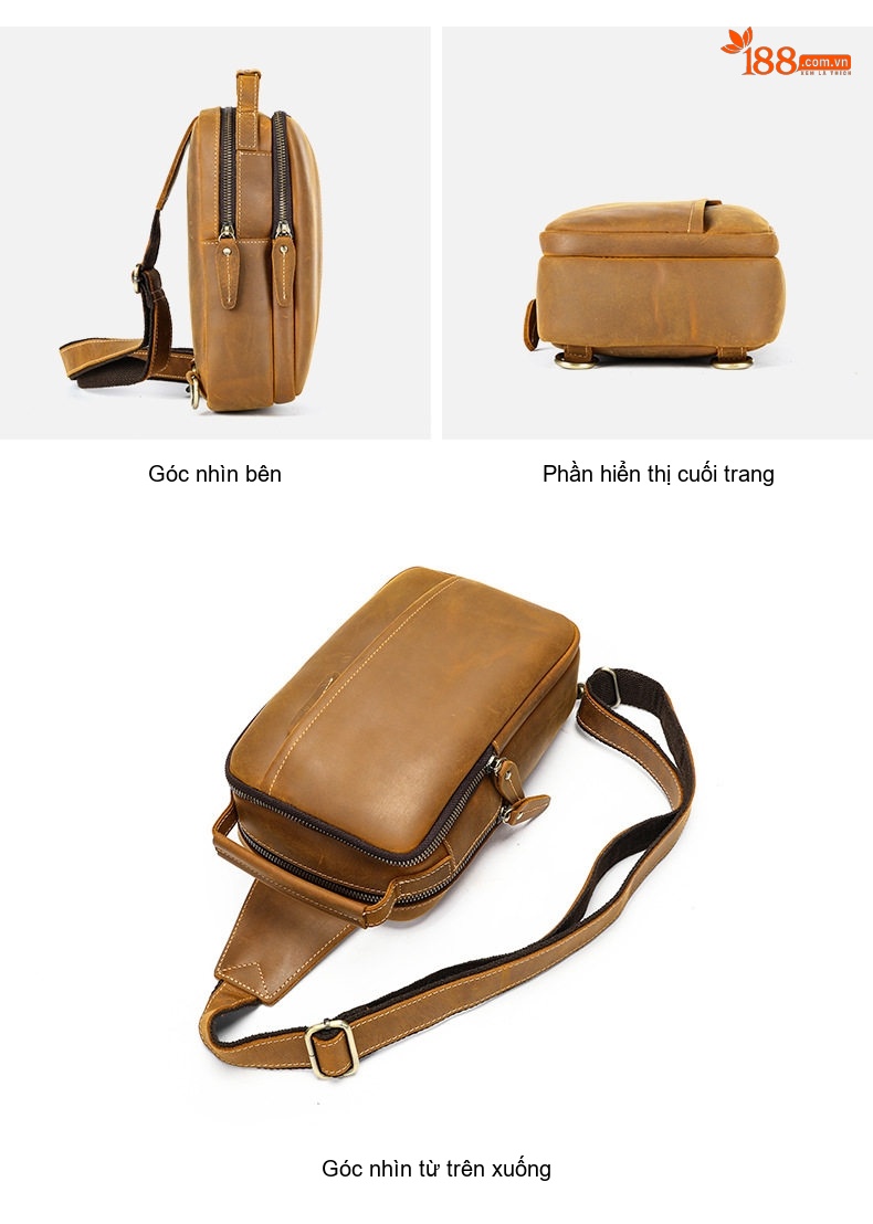 Túi Đeo Chéo Nam Da Mờ Phong Cách Retro Cao Cấp Màu Nâu chi tiết 33