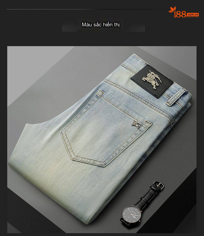 Quần Jean Dáng Suông Nam Cotton Cao Cấp Màu Đen, Xám... chi tiết 9
