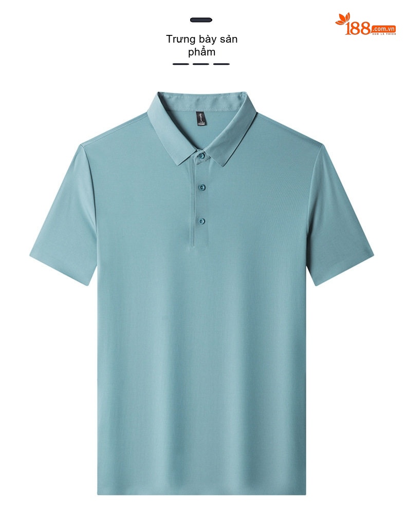 Áo Polo Nam Lụa Tơ Tằm Mùa Hè Form Rộng Thoải Mái Màu Xanh, Xanh Navy, Đen chi tiết 7