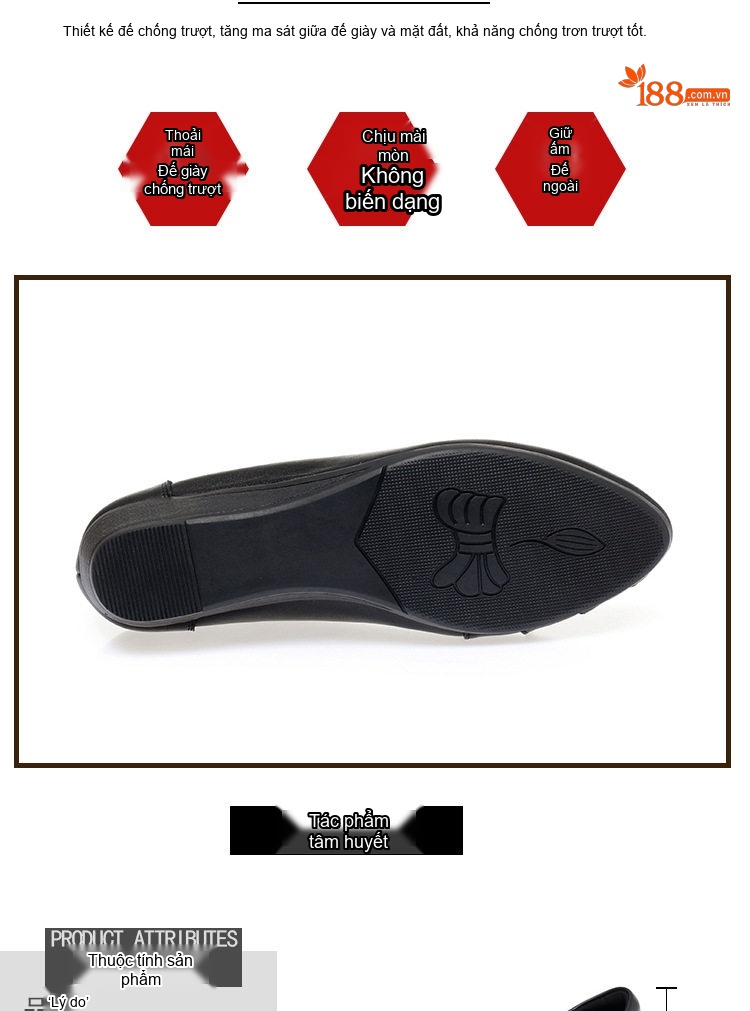 Giày Búp Bê Nữ Da Thật Đế Xuồng Chiều Cao Đế Khoảng 3cm Mũi Tròn Màu Đen, Nâu, Trắng chi tiết 6