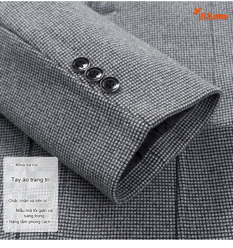 Áo Vest Nam Vải Dệt Kim Cúc Bấm Phong Cách Công Sở Trung Niên Màu Nâu, Xanh Dương, Xám chi tiết 10