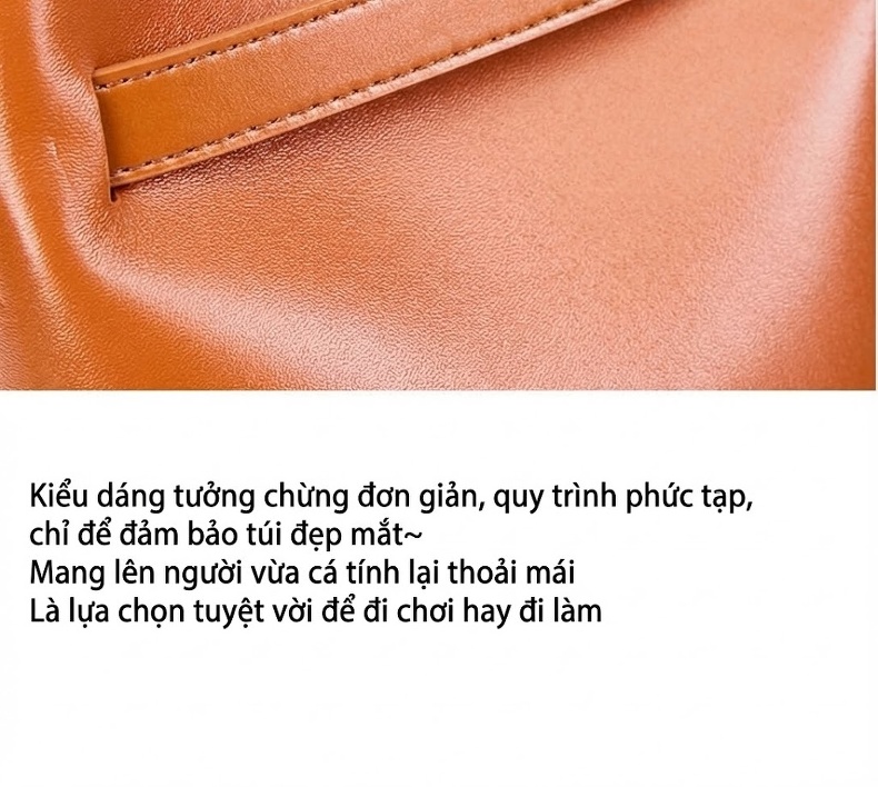 Túi Đeo Vai Nữ Da Thật Dáng Bucket Vintage Màu Nâu, Trắng chi tiết 27