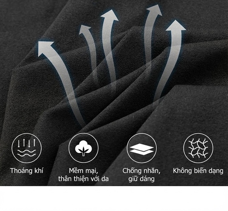 Áo Polo Nam Tay Ngắn Không Nhăn Cổ Bẻ Thoáng Khí Màu Đen, Xám chi tiết 9
