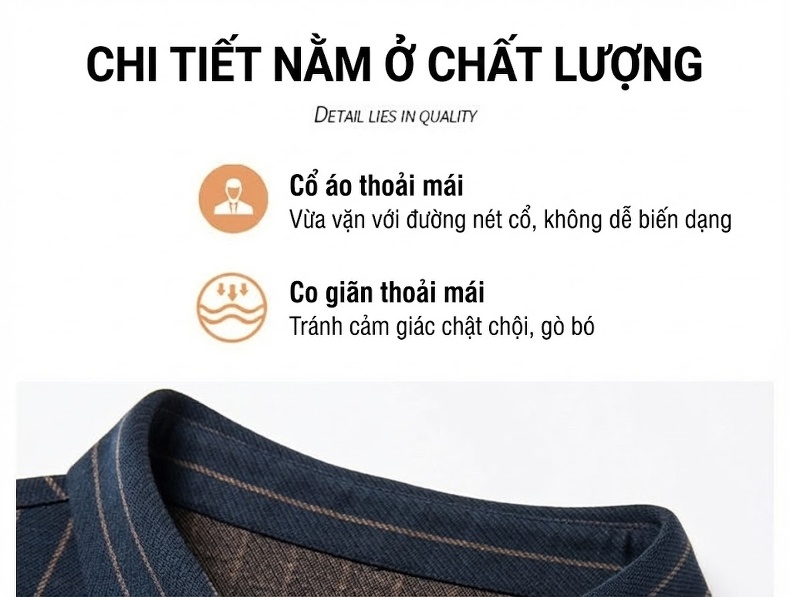 Áo Sơ Mi Nam Dài Tay Wool Kẻ Sọc Chống Nhăn Phong Cách Doanh Nhân Màu Đen, Đỏ chi tiết 2
