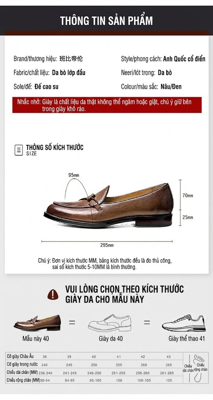 Giày Lười Nam Da Bò Thoáng Khí Chiều Cao Đế Khoảng 3cm Màu Đen, Nâu chi tiết 4