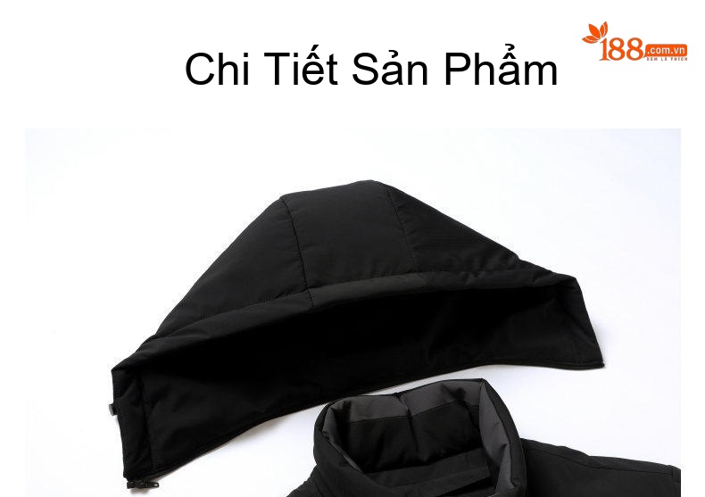 Áo Khoác Phao Nam Dày Dặn 3 Trong 1 Có Mũ Trùm Đầu Chống Gió Giữ Ấm Màu Đen chi tiết 28