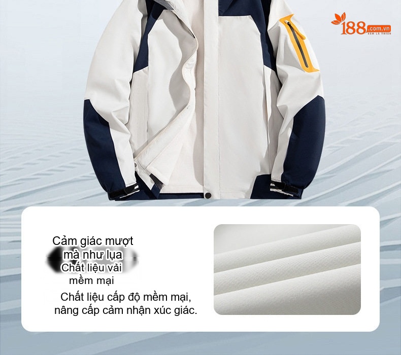 Áo Khoác Gió Nam Nữ Mùa Đông Áo Khoác Cặp Đôi Chống Gió Chống Thấm Nước 3 Trong 1 Có Thể Tháo Rời Lót Lông Cừu Đi Phượt Màu Trắng, Tím, Đen, Đỏ... chi tiết 4