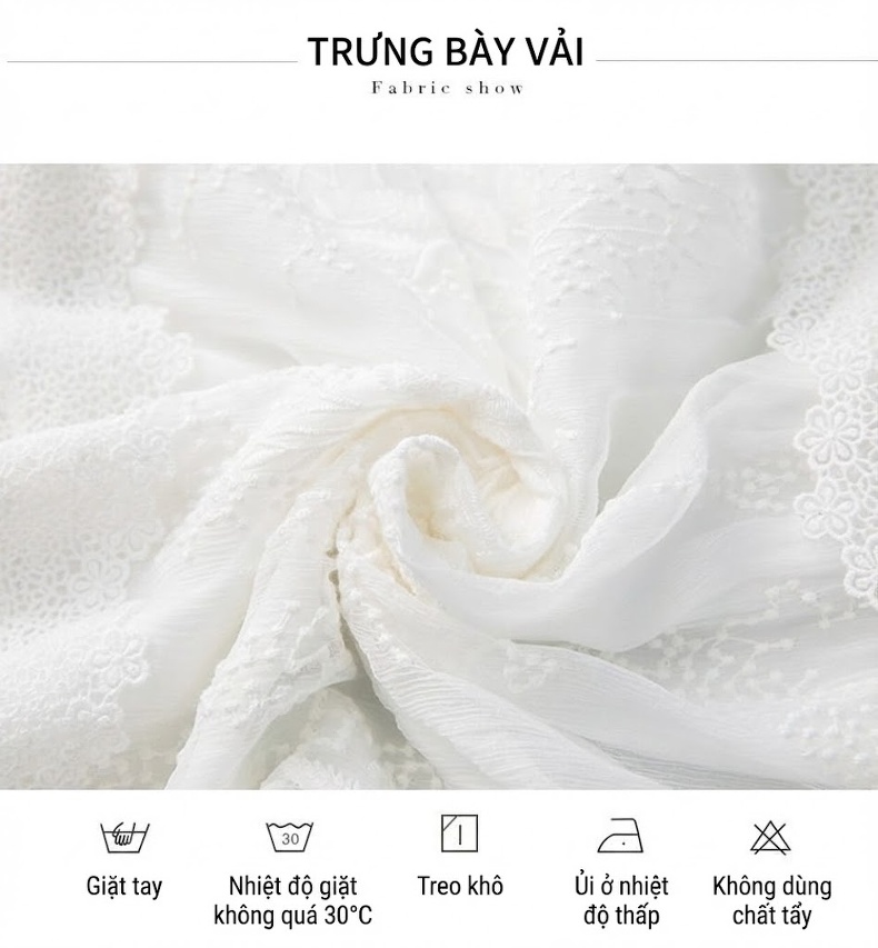 Váy Lụa Tằm Ý Nữ Cổ chữ V Pháp Thu Eo Dáng Dài Thanh Lịch Màu Trắng chi tiết 5