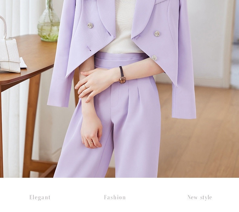 Bộ Vest Nữ Quần Ống Rộng Công Sở Cao Cấp Màu Đen, Tím, Cam, Xanh Lá chi tiết 19