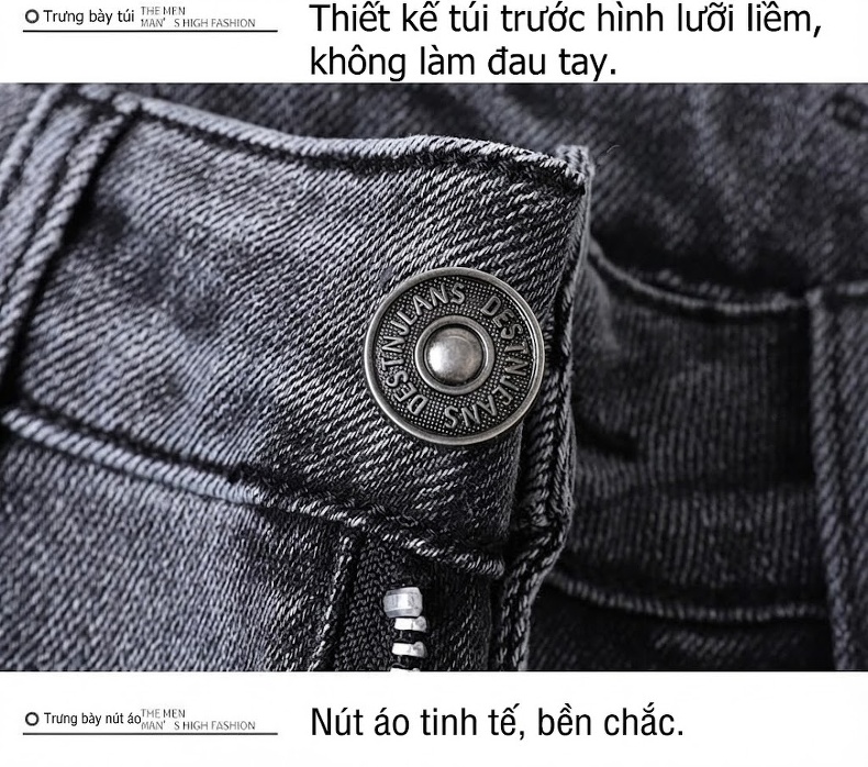 Quần Jean Dáng Suông Nam Co Giãn Thoải Mái Phong Cách Thời Trang Màu Xanh, Xám, Đen chi tiết 49