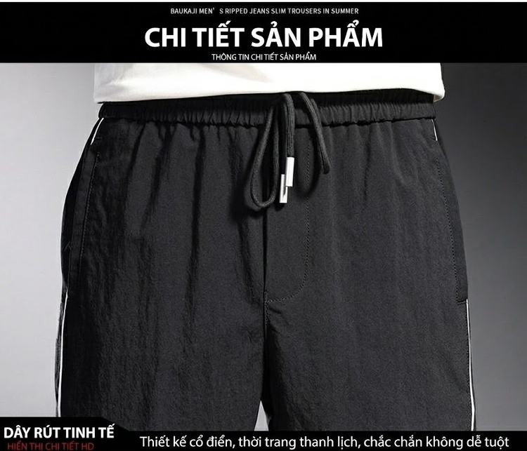 Quần dài nam Tencel ống rộng bo gấu thể thao in chữ chi tiết 14