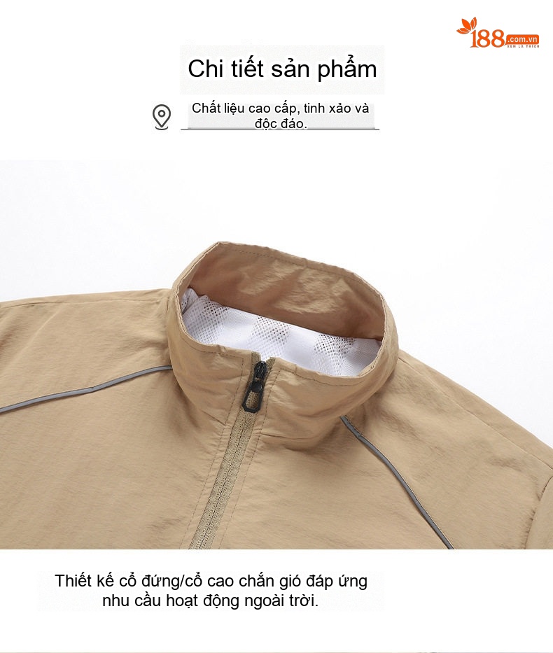 Áo khoác gió nam cổ trụ dáng ôm vừa vặn chi tiết 21