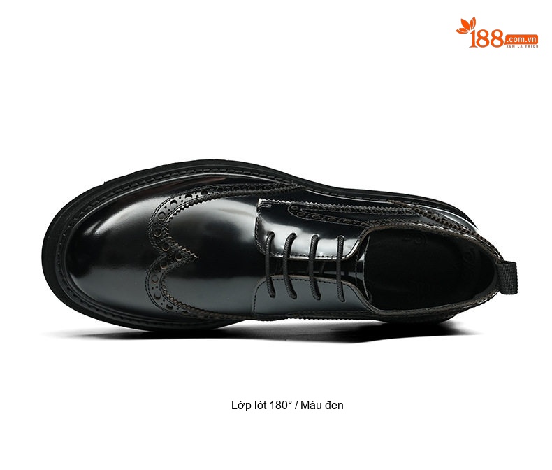 Giày Tây Buộc Dây Nam Da Bò Thật Brogue Chiều Cao Đế Khoảng 4cm Màu Đen, Đỏ Rượu chi tiết 11