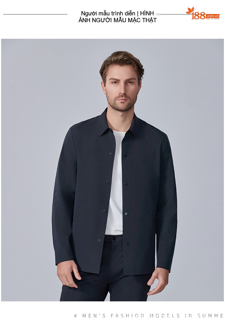 Áo Khoác Nam Dáng Xuông Áo Dệt Kim Polyester Chống Thấm Nước Màu Nâu chi tiết 5