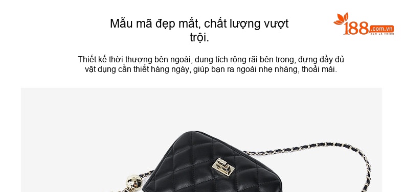 Túi Đeo Vai Nữ Da Bò Mini Dây Xích Quả Cầu Vàng Phong Cách Đường Phố Màu Đen chi tiết 8