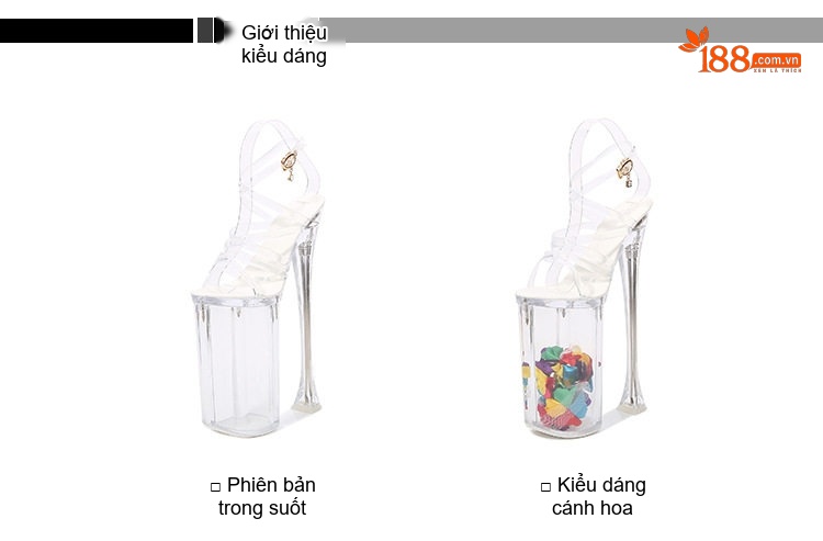 Giày Sandal Cao Gót Nữ Quai Trong Suốt Gót Cao 26cm chi tiết 2