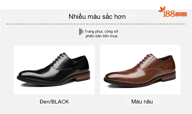 Giày Tây Buộc Dây Nam Da Thật Chiều Cao Đế Khoảng 3cm Màu Đen, Nâu chi tiết 8