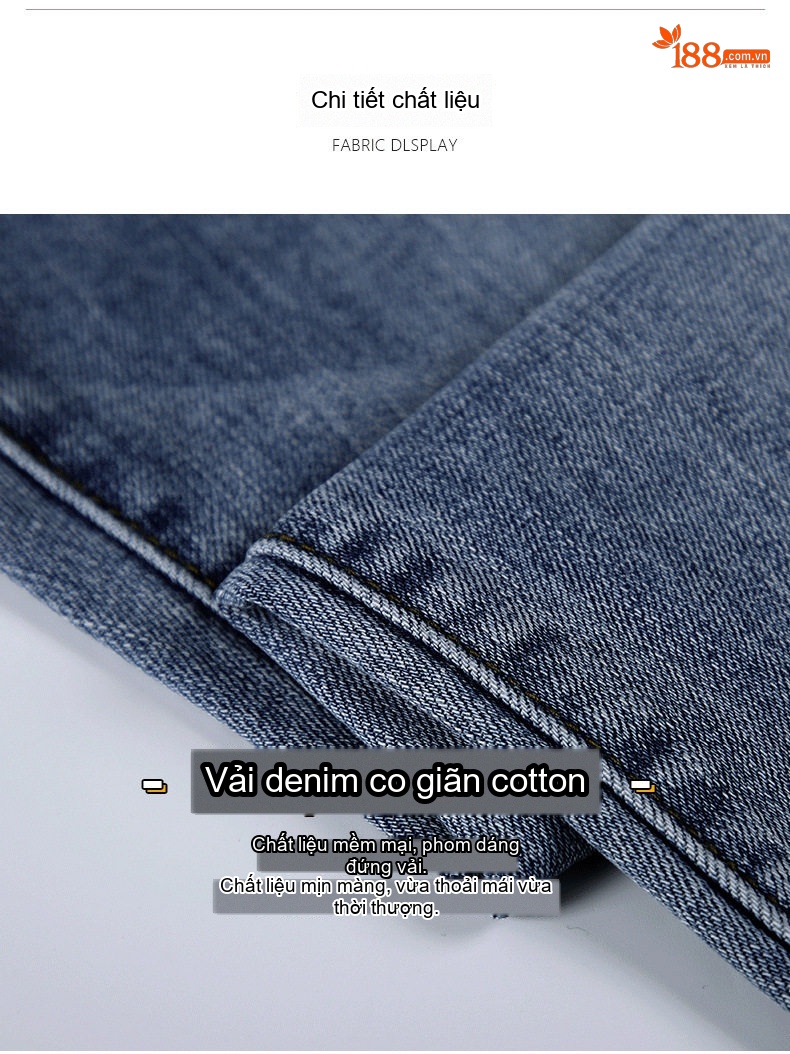 Quần Jean Nam Dáng Slim Fit Ống Lửng Phong Cách Casual Màu Xanh chi tiết 16
