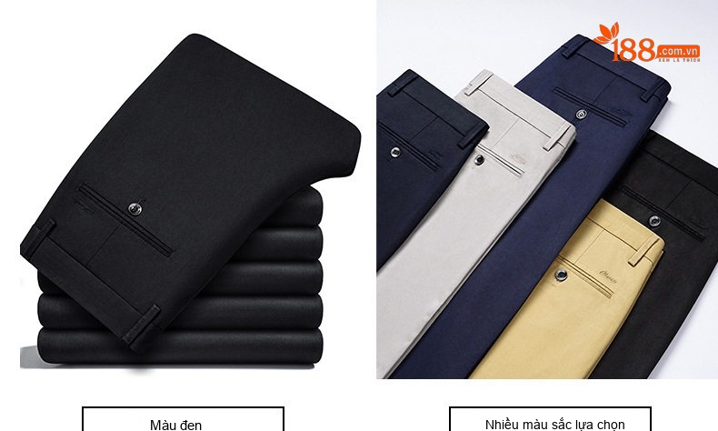 Quần Tây Nam Ống Đứng Vải Lyocell Co Giãn Thoải Mái Màu Đen, Xanh Navy chi tiết 9