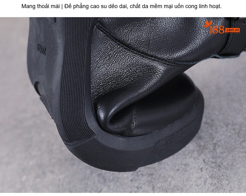 Boot Nữ Da Thật Martin Cổ Ngắn Khóa Đai Phong Cách Anh Chiều Cao Đế Khoảng 3cm Màu Đen chi tiết 10