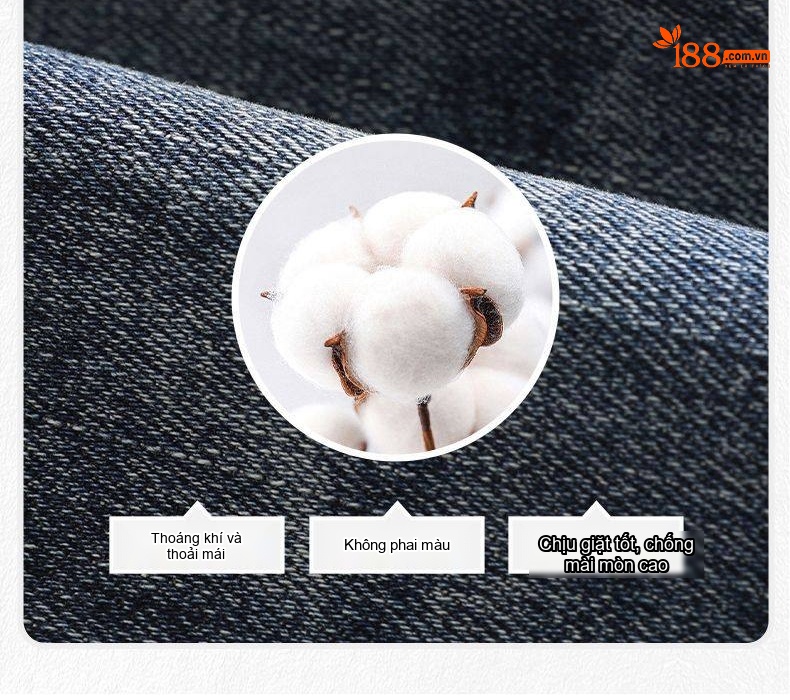 Quần Jean Nam Ống Đứng Cotton Co Giãn Cao Cấp Màu Xám, Xanh Đậm, Xanh Nhạt, Xanh... chi tiết 7