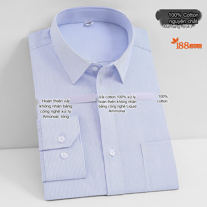 Áo Sơ Mi Dài Tay Nam Cotton Cao Cấp Chống Nhăn Màu Trắng, Xanh Dương, Đen, Đỏ...